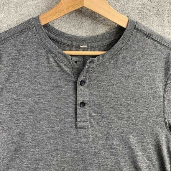 Lululemon Shirt Mens Small Gray Henley Button Up Long Sleeve Pullover Tee Casual - Picture 5 of 8